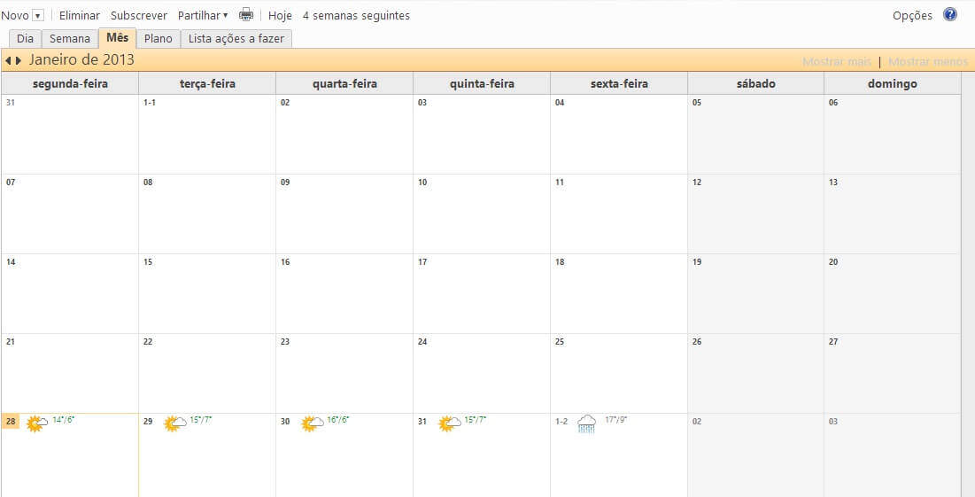 Criar um calendário no Outlook